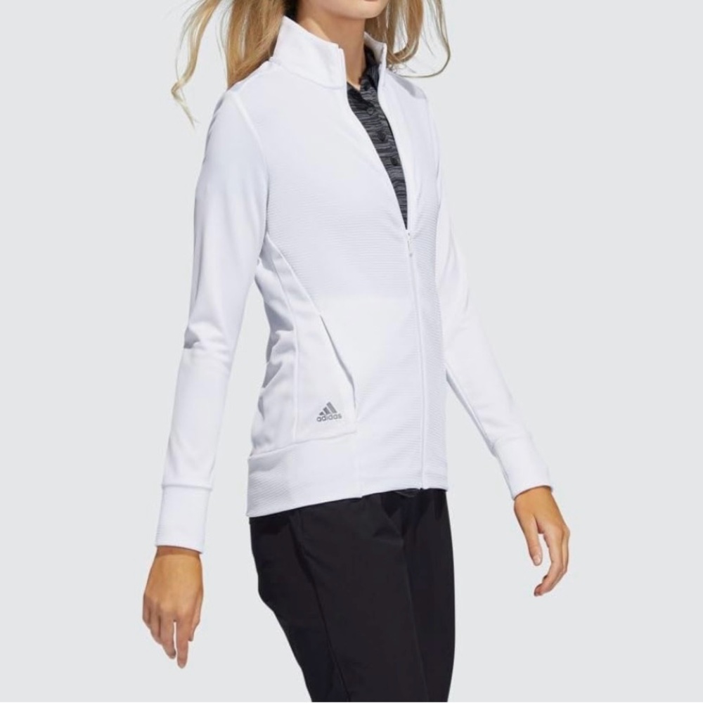Adidas women’s textured golf jacket, white, size small